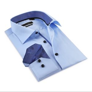 LAVINUS LT BLUE SIGNATURE CONTRAST BUTTON-UP SHIRT
